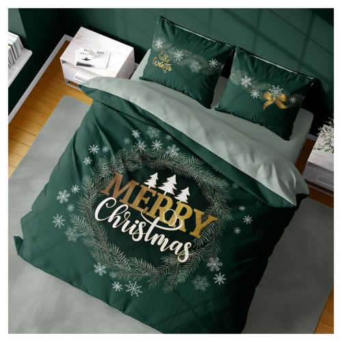 Komplet pościeli świątecznej zielonej Merry Christmas 160x200 Holland