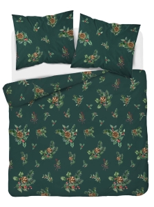Komplet pościeli świątecznej zielonej 220x200 Szyszki