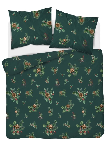 Komplet pościeli świątecznej zielonej 220x200 Szyszki