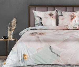 Pościel makosatyna bawełniana w różowe kwiaty 220x200 Premium