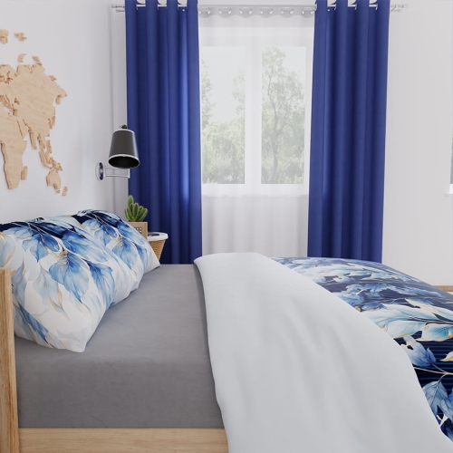 Komplet pościeli z bawełny satynowej 160x200 Indigo
