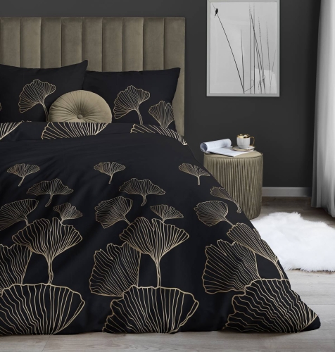 Pościel satyna bawełniana Home Satin 220x200 czarno złota
