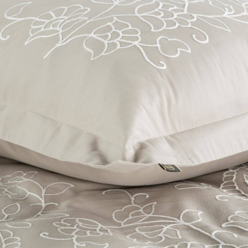 Premium pościel haftowana beżowa 160x200