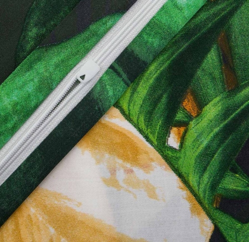 Komplet pościeli z bawełny satynowej 220x200 w liście monstery