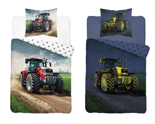 Pościel bawełniana świecąca 160x200 Traktor