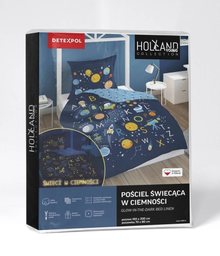 Pościel bawełniana świecąca 140x200 Kosmos
