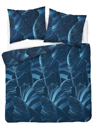 Pościel satyna bawełniana Home Satin granatowa 160x200 w liście