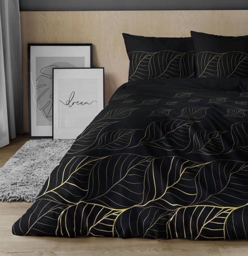 Pościel satyna bawełniana Home Satin 160x200 czarno złota