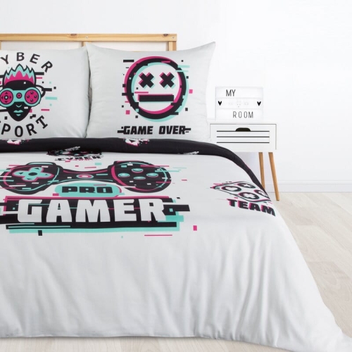 Komplet pościeli bawełnianej dziecięcej D91 140x200 Cyber Gamer