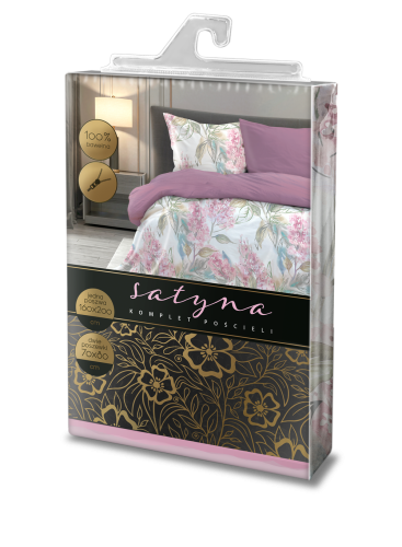 Pościel satyna bawełniana Elegant 220x200 w kwiaty bzu