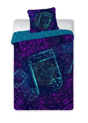 Pościel bawełniana fluorescencyjna 140x200 Nutki