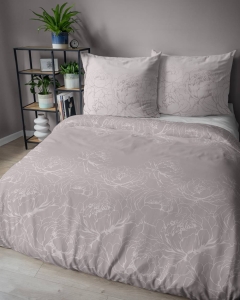Pościel bawełniana 100% beżoworóżowa 220x200 w kwiaty