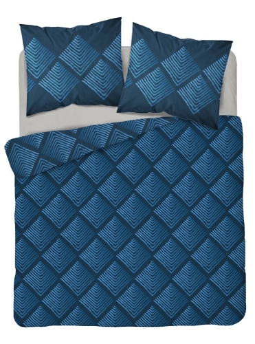 Pościel bawełniana 100% granatowa 220x200 w geometryczny wzór