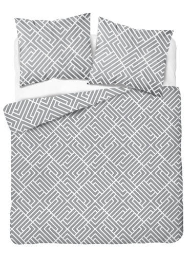 Pościel bawełniana 100% popielata 160x200 wzór geometryczny