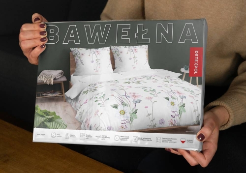 Pościel bawełniana 100% biała 160x200 w kolorowe kwiaty