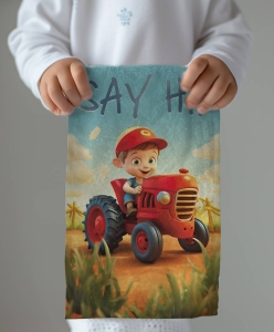 Ręcznik bawełniany dziecięcy 30x50 Czerwony Traktor