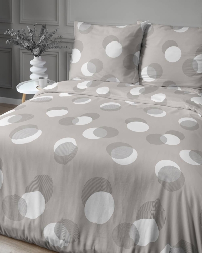 Pościel satyna bawełniana Home Satin beżowa 160x200 w grochy