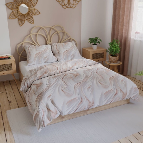 Komplet pościeli z bawełny satynowej kremowej 220x200 Calm