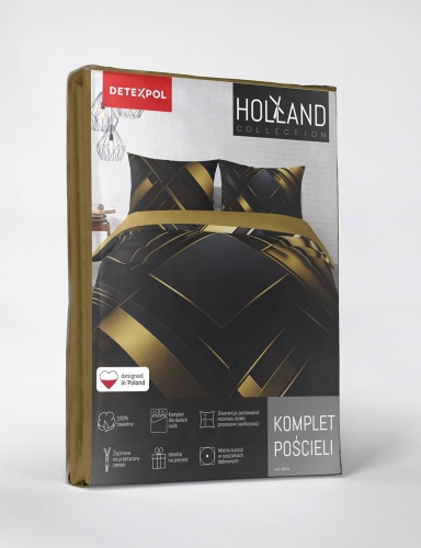 Pościel bawełniana Holland 160x200 czarno złota