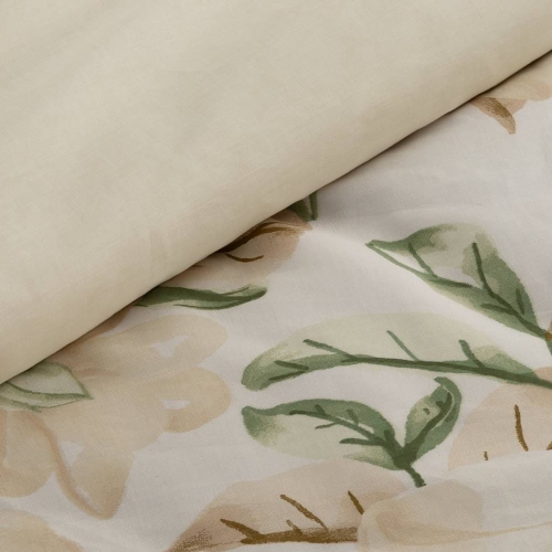 Komplet pościeli Sonia 100% bawełniana 220x200 w duże kremowe kwiaty