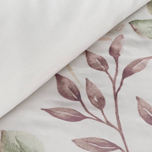 Komplet pościeli Sonia 100% bawełniana biała 220x200 w liście