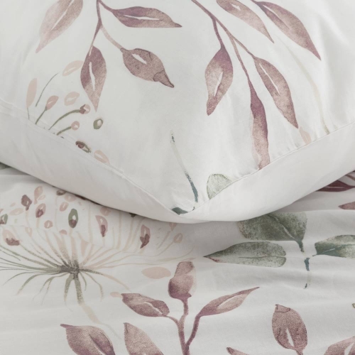 Komplet pościeli Sonia 100% bawełniana biała 220x200 w liście