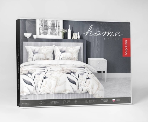 Pościel satyna bawełniana biała Home Satin 140x200 w delikatne kwiaty