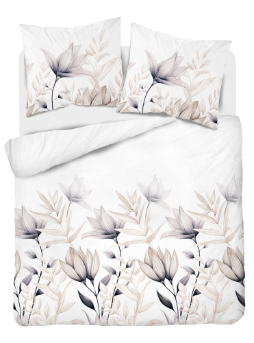 Pościel satyna bawełniana biała Home Satin 160x200 w delikatne kwiaty