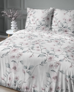 Pościel satyna bawełniana Home Satin 220x200 biała w różowe kwiaty