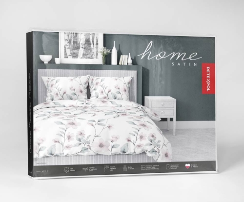Pościel satyna bawełniana Home Satin 220x200 biała w różowe kwiaty
