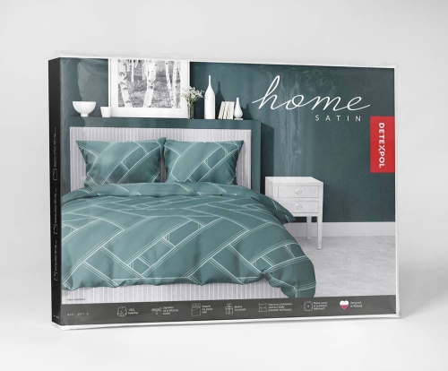 Pościel satyna bawełniana Home Satin 220x200 turkusowa wzór geometryczny