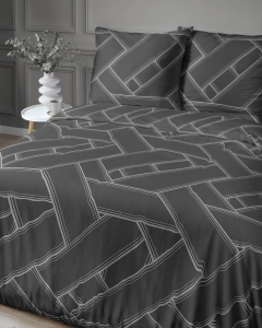 Pościel satyna bawełniana Home Satin 160x200 czarna we wzór geometryczny