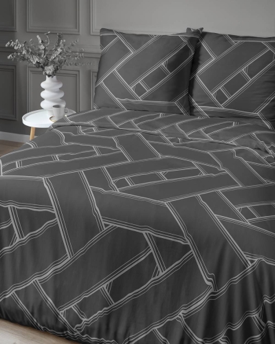 Pościel satyna bawełniana Home Satin 160x200 czarna we wzór geometryczny