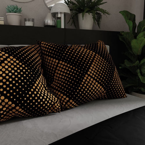 Komplet pościeli z bawełny satynowej czarno złota 220x200 Luxe