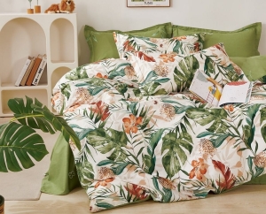 Komplet pościeli dwustronnej z bawełny satynowej 200x220 w piękne kolorowe liście