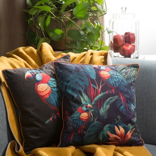Poszewka dekoracyjna velvet 45x45 Papugi