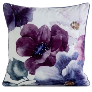 Poszewka dekoracyjna velvet 45x45 Duże Kwiaty Fioletowo Różowe
