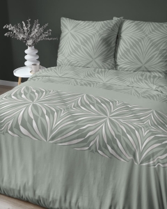 Pościel satyna bawełniana zielona Home Satin 220x200 w geometryczny wzór 