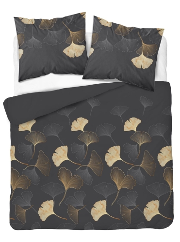 Pościel satyna bawełniana brązowa Home Satin 220x200 liście ginkgo 