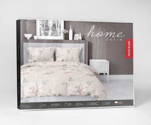 Pościel satyna bawełniana Home Satin 220x200 w kremowe i różowe kwiaty