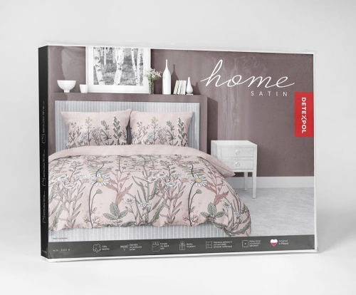 Pościel satyna bawełniana różowa Home Satin 220x200 w polne kwiaty 