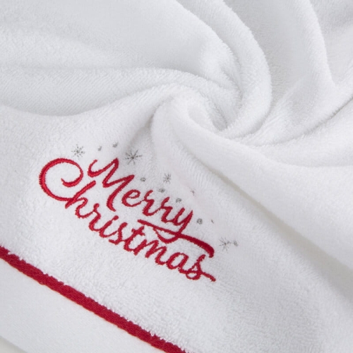 Świąteczny biały ręcznik kąpielowy 70x140 Merry Christmas