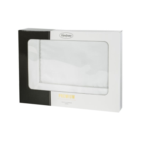 Obrus Madele 140x260 biały ze srebrną lamówką