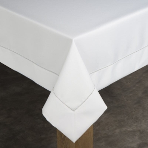 Obrus Madele 145x400 biały ze srebrną lamówką