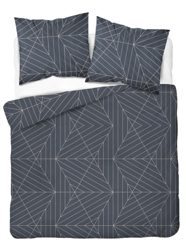 Pościel bawełniana 100% ciemnoszara 220x200 w geometryczny wzór