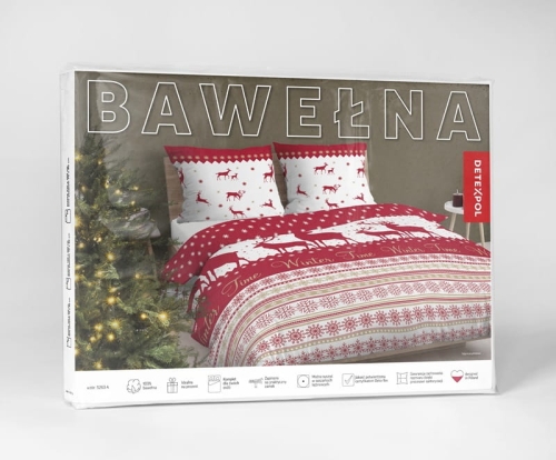 Świąteczna pościel bawełniana 220x200 Czerwone Renifery