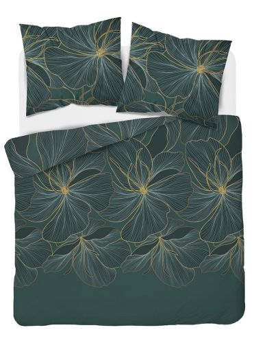 Pościel satyna bawełniana zielona 160x200 w kwiaty Home Satin