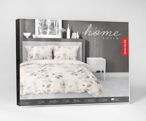 Pościel satyna bawełniana beżowa 160x200 w listki Home Satin