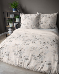 Pościel satyna bawełniana beżowa 220x200 w listki Home Satin