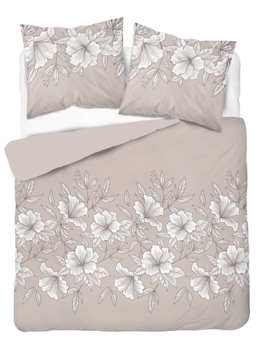 Pościel satyna bawełniana beżowa 160x200 w kwiatowy wzór Home Satin